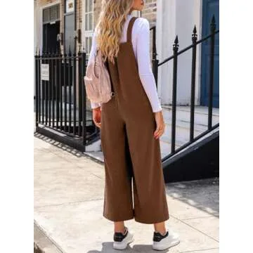 Happy Sailed Jumpsuits for Women Casual Loose Fit Overalls Adjustable Strap Sleeveless Wide Leg Long...