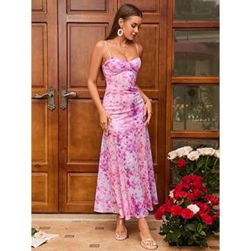 YKAOYG Women Casual Spaghetti Strap Boho Maxi Dress