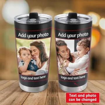 GifXify Personalized Coffee Tumbler with Picture & Text - Personalized Travel Coffee Mug - Custom 20...