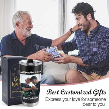 GifXify Personalized Coffee Tumbler with Picture & Text - Personalized Travel Coffee Mug - Custom 20oz Stainless Steel Tumbler Cup with Lid - Custom Cup Gift for Dad, Mom, Friends