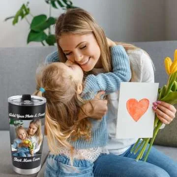 GifXify Personalized Coffee Tumbler with Picture & Text - Personalized Travel Coffee Mug - Custom 20oz Stainless Steel Tumbler Cup with Lid - Custom Cup Gift for Dad, Mom, Friends