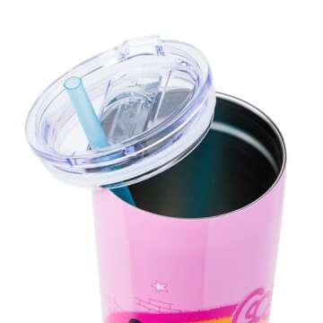 Silver Buffalo Hello Kitty Graffiti Rainbow 22oz Double Walled Stainless Steel Tumbler w Straw