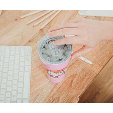 Silver Buffalo Hello Kitty Graffiti Rainbow 22oz Double Walled Stainless Steel Tumbler w Straw