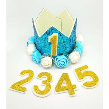 PET SHOW Blue Crown Dog Birthday Party Hat for Boys Male Pets Birthday Party Cat Headband Hats with ...