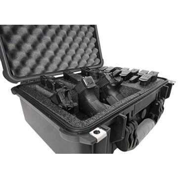 Case Club 3 Pistol & Accessory & Up to 23 Magazines Pre-Cut Waterproof Case with Silica Gel to Help Prevent Gun Rust (Gen 2)