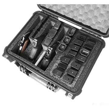 Case Club 3 Pistol & Accessory & Up to 23 Magazines Pre-Cut Waterproof Case with Silica Gel to Help Prevent Gun Rust (Gen 2)