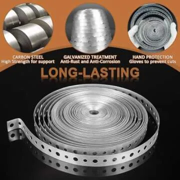 AxiSculpt Galvanized Metal Pipe Strap 3/4-Inch x 100-Feet 24-Gauge for Pipe Support Hanging and Flexible Trimming with Holes