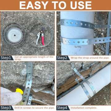 AxiSculpt Galvanized Metal Pipe Strap 3/4-Inch x 100-Feet 24-Gauge for Pipe Support Hanging and Flexible Trimming with Holes