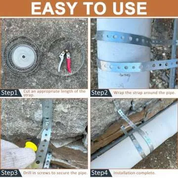 AxiSculpt Galvanized Metal Pipe Strap 3/4-Inch x 100-Feet 24-Gauge for Pipe Support Hanging and Flexible Trimming with Holes