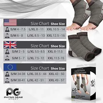 Physix Gear Sport Plantar Fasciitis Socks with Arch Support for Men & Women - Ankle Compression Slee...