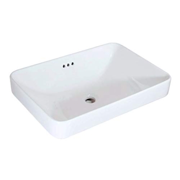 Winzo WZ6174 Rectangular Drop-in Bathroom Sink,Modern Design,Semi-recessed Vessel Basin With Overflo...