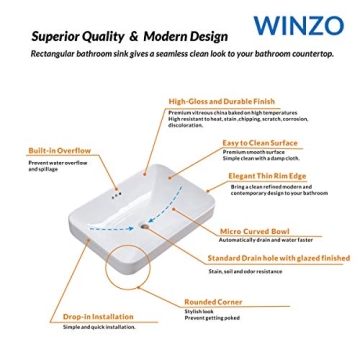 Elegant Winzo WZ6174 Rectangular Bathroom Sink