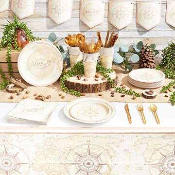 BLUE PANDA A New Adventure Begins Paper Party Plates for Baby Showers (7 in, 80 Pack)