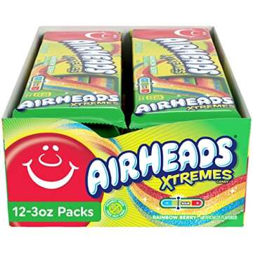 Airheads Xtremes Belts - Sweetly Sour Rainbow Berry Candy