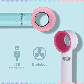 Lyon Lash Portable USB Rechargeable Bladeless Mini Fan/Air Conditioning Blower/Handheld Cooling Drye...