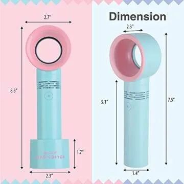 Lyon Lash Portable USB Rechargeable Bladeless Mini Fan/Air Conditioning Blower/Handheld Cooling Dryer, Essential Eyelash Extension Supplies, Dries Eyelash Extensions Glue/Adhesive Rapidly (Blue)