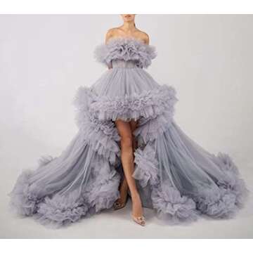 Elegant Off Shoulder Tulle Prom Dress for Women