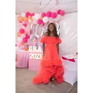 Elegant Off Shoulder Tulle Prom Dress for Women