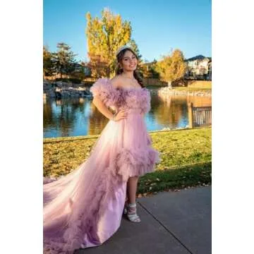 Elegant Off Shoulder Tulle Prom Dress for Women
