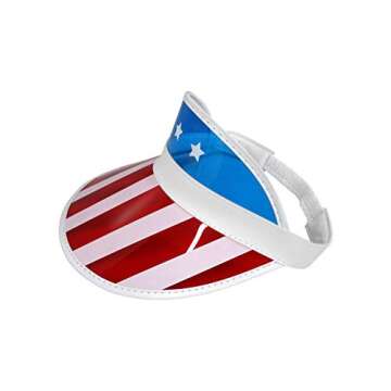 Nicky Bigs Novelties USA American Flag Hat-American USA Flag Visors- 4th of July Patriotic Beach Visor- Clear Plastic Tennis Sun Visor Hat, Red White Blue