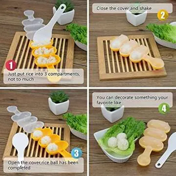 Rice Ball Mold, Rice Ball Shaker, Ball Shaped Kitchen Tools DIY Lunch, Maker Mould Food Decor for Ki...