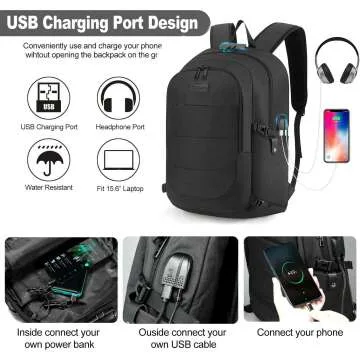 Anti-Theft Laptop Backpack with USB Charging Port