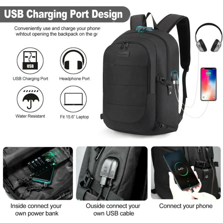 Anti-Theft Laptop Backpack with USB Charging Port