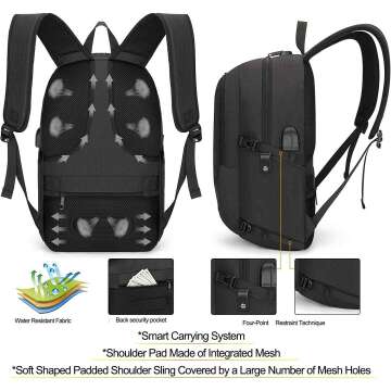 Anti-Theft Laptop Backpack with USB Charging Port