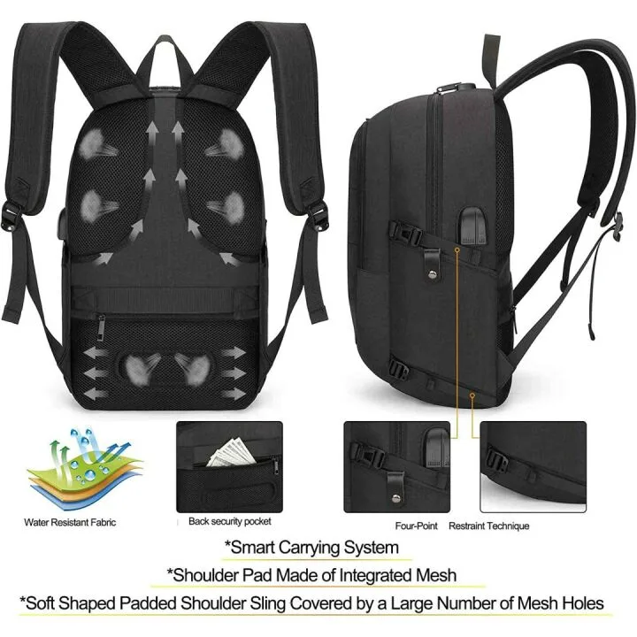 Anti-Theft Laptop Backpack with USB Charging Port