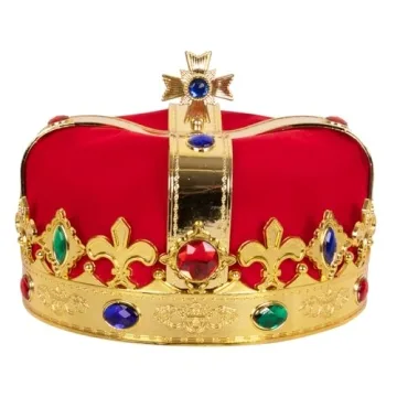 Kangaroo Royal Red Felt Imperial Jeweled Crown for Adults & Teens - Ultimate Costume Accessory