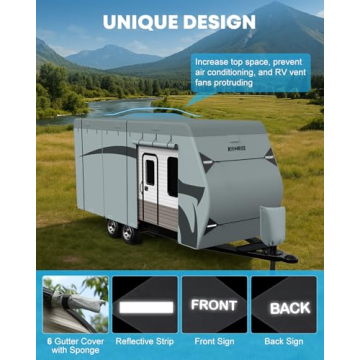 Kohree Travel Trailer Cover 22-24 ft with 8 Enlarged Vents, Sturdy & Waterproof & Anti-UV RV Camper ...
