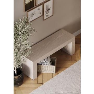 Maven Lane Zeno Wooden Backless Bench for Modern Spaces