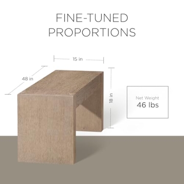 Maven Lane Zeno Wooden Backless Bench for Modern Spaces