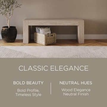 Maven Lane Zeno Wooden Backless Bench for Modern Spaces