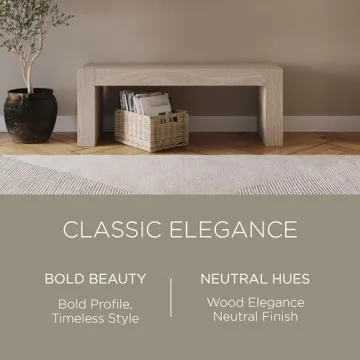 Maven Lane Zeno Wooden Backless Bench for Modern Spaces