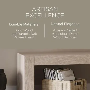 Maven Lane Zeno Wooden Backless Bench for Modern Spaces