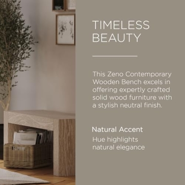 Maven Lane Zeno Wooden Backless Bench for Modern Spaces