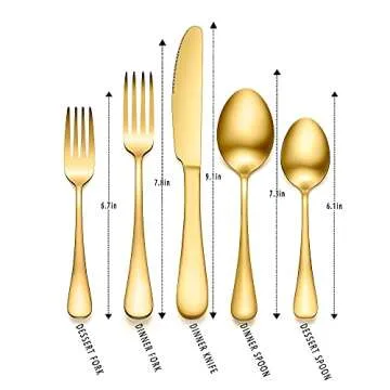 Silverware Flatware Cultery Set, Yumuaua 20-piece Stainless Steel Tableware Eating Utensil Set for 4, Include Spoons Forks Knives, Mirror finish, Dishwasher Safe (Gold)