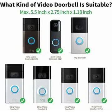COOLWUFAN Anti-Theft Doorbell Mount with Angle Adjustment (35 to 135 Degree), Video Doorbell Mount for Apartment or Business, No-Drill Doorbell Upgrade Corner Kit for Home