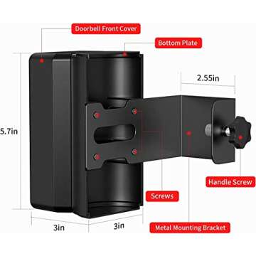 COOLWUFAN Anti-Theft Doorbell Mount with Angle Adjustment (35 to 135 Degree), Video Doorbell Mount for Apartment or Business, No-Drill Doorbell Upgrade Corner Kit for Home