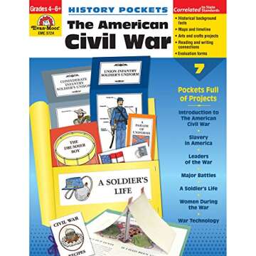 Evan-Moor EMC3724 History Pockets: The American Civil War Book Enhancing Grades 4-6 Learning