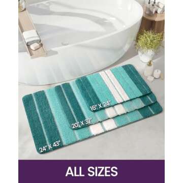 DEXI Bathroom Rug Mat, 16x24, Non Slip Absorbent Microfiber Mats, Washable Soft Plush Shaggy Shower ...