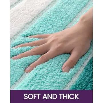 DEXI Bathroom Rug Mat, 16x24, Non Slip Absorbent Microfiber Mats, Washable Soft Plush Shaggy Shower Rugs for Sink, Bath Accessories Decor, Turquoise