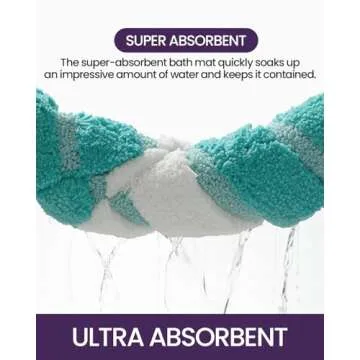 DEXI Bathroom Rug Mat, 16x24, Non Slip Absorbent Microfiber Mats, Washable Soft Plush Shaggy Shower Rugs for Sink, Bath Accessories Decor, Turquoise