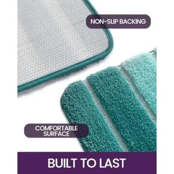 DEXI Bathroom Rug Mat, 16x24, Non Slip Absorbent Microfiber Mats, Washable Soft Plush Shaggy Shower Rugs for Sink, Bath Accessories Decor, Turquoise
