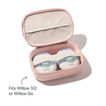 Willow Breast Pump Carrying Case, Dusty Pink, Use with Hands Free Wearable Breast Pumps, Ultra Durable Hard Shell Breast Pump Case with Removable Tray, Compact and Discreet
