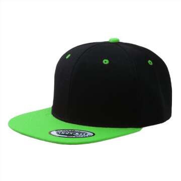 Cap911 Blank Adjustable Plain Snapback Hats Caps Black/Lime