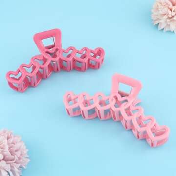 Firopia Valentine’s Day Heart Hair Claw Clips – Stylish & Practical, Perfect for All Hair Types