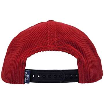 Ripple Junction Grateful Dead Embroidered Steal Your Face Hat SYF Stealie Logo Red Corduroy Retro Vintage Adjustable Flat Bill Baseball Cap