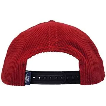 Ripple Junction Grateful Dead Embroidered Steal Your Face Hat SYF Stealie Logo Red Corduroy Retro Vintage Adjustable Flat Bill Baseball Cap